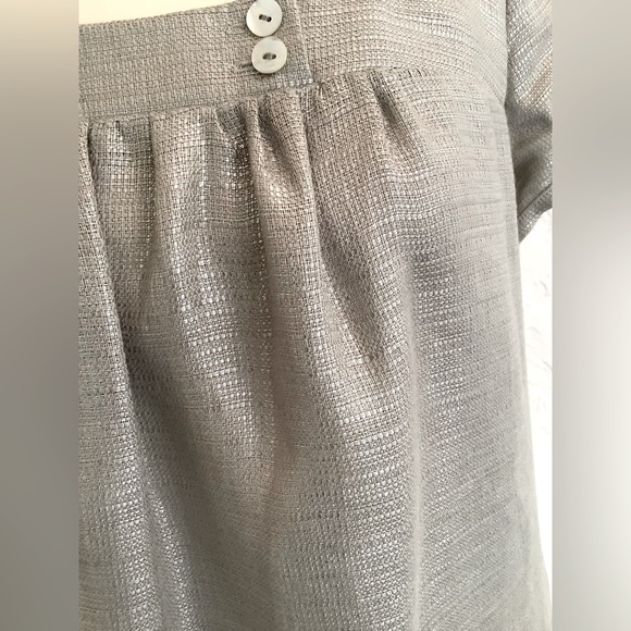 Sandro Paris 100% Silver Linen Evening Babydoll Dress, size 1 (2-6), worn once. - Picture 4 of 14